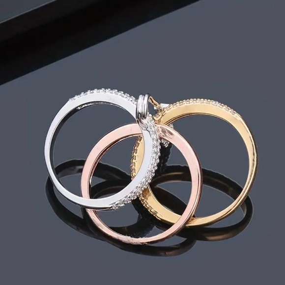 Multi-Layer Safety Pin Ring with Shining Zirconia Stones - Picture 4 of 6